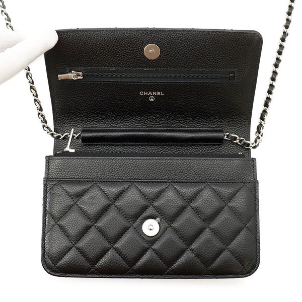 シャネル チェーンウォレット クラシック マトラッセ ココマーク キャビアスキン AP0250 CHANEL 財布 黒