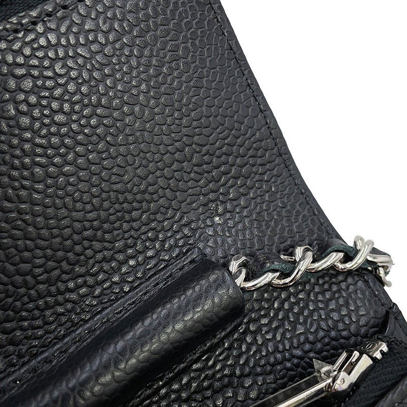 シャネル チェーンウォレット クラシック マトラッセ ココマーク キャビアスキン AP0250 CHANEL 財布 黒