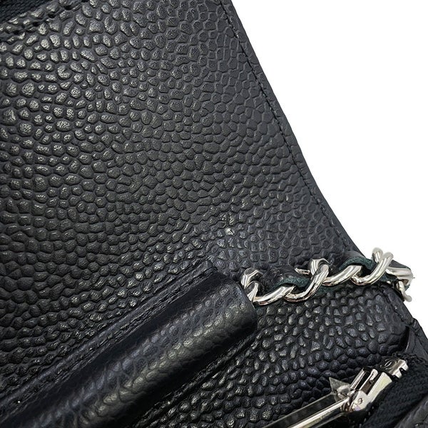 シャネル チェーンウォレット クラシック マトラッセ ココマーク キャビアスキン AP0250 CHANEL 財布 黒