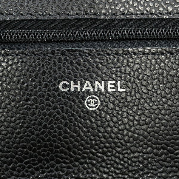 シャネル チェーンウォレット クラシック マトラッセ ココマーク キャビアスキン AP0250 CHANEL 財布 黒