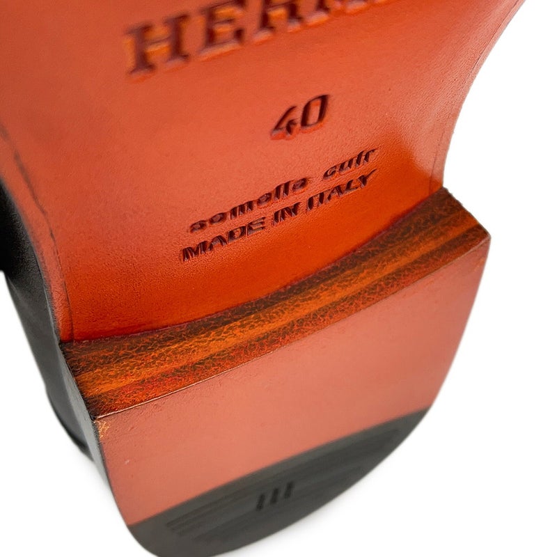 エルメス ローファー モカシン オノレ カーフレザー メンズサイズ40 HERMES 靴 黒