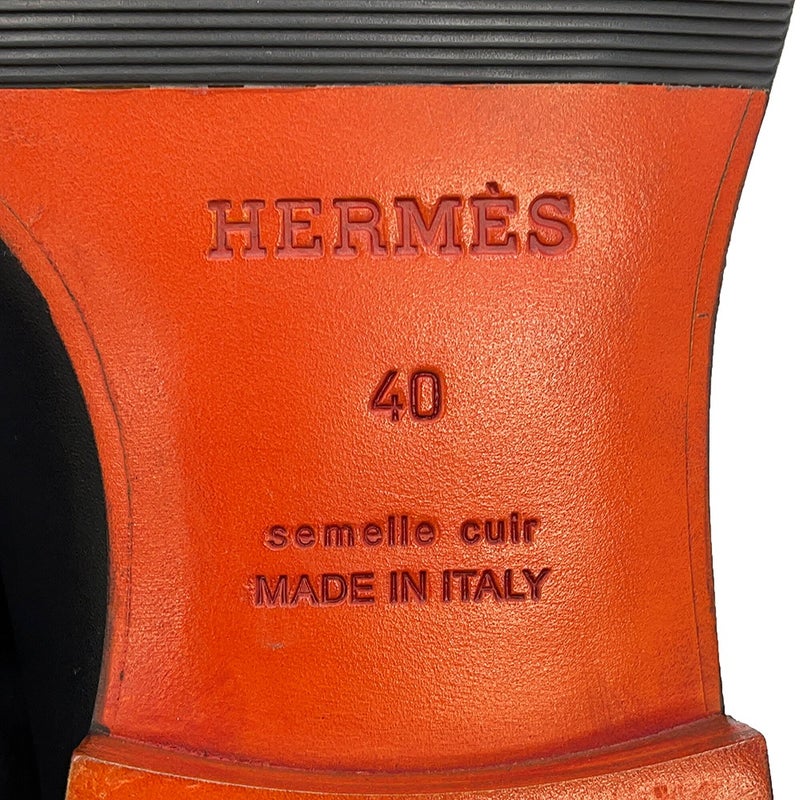 エルメス ローファー モカシン オノレ カーフレザー メンズサイズ40 HERMES 靴 黒