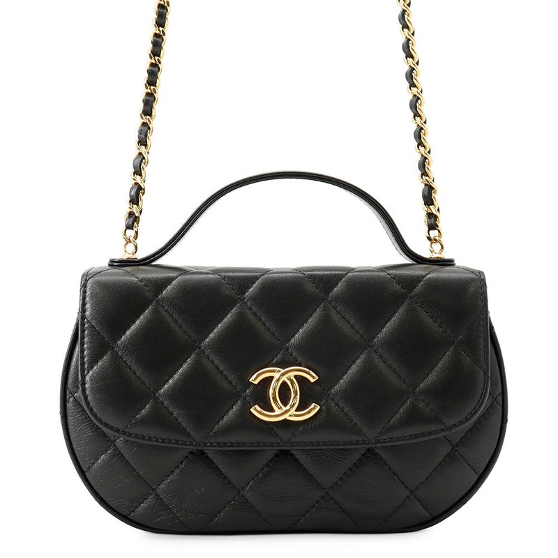 シャネル チェーンショルダーバッグ マトラッセ ココマーク ハーフムーン フォンフォルダー AP3367 CHANEL 黒
