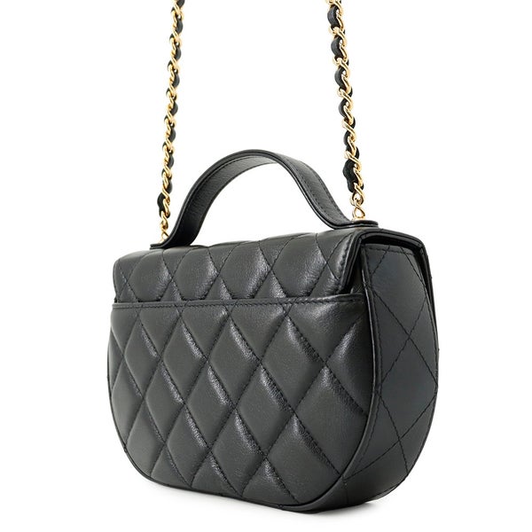シャネル チェーンショルダーバッグ マトラッセ ココマーク ハーフムーン フォンフォルダー AP3367 CHANEL 黒