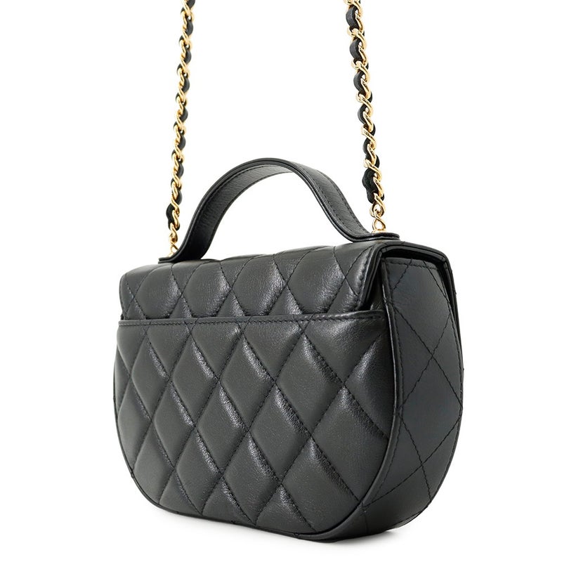 シャネル チェーンショルダーバッグ マトラッセ ココマーク ハーフムーン フォンフォルダー AP3367 CHANEL 黒