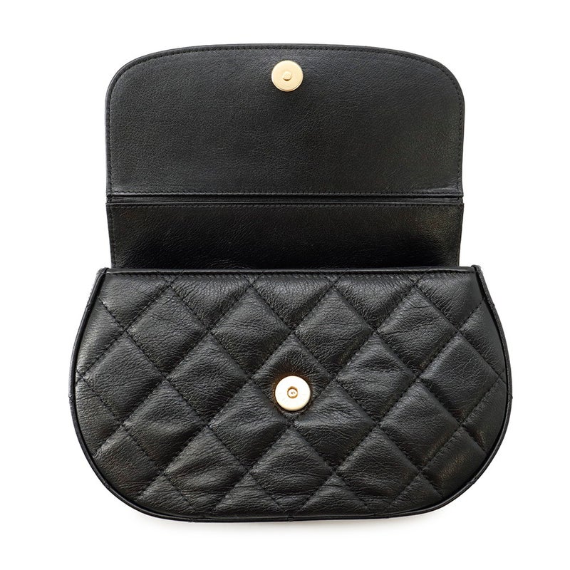シャネル チェーンショルダーバッグ マトラッセ ココマーク ハーフムーン フォンフォルダー AP3367 CHANEL 黒