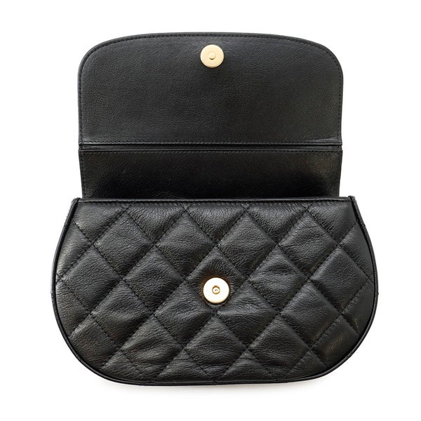 シャネル チェーンショルダーバッグ マトラッセ ココマーク ハーフムーン フォンフォルダー AP3367 CHANEL 黒