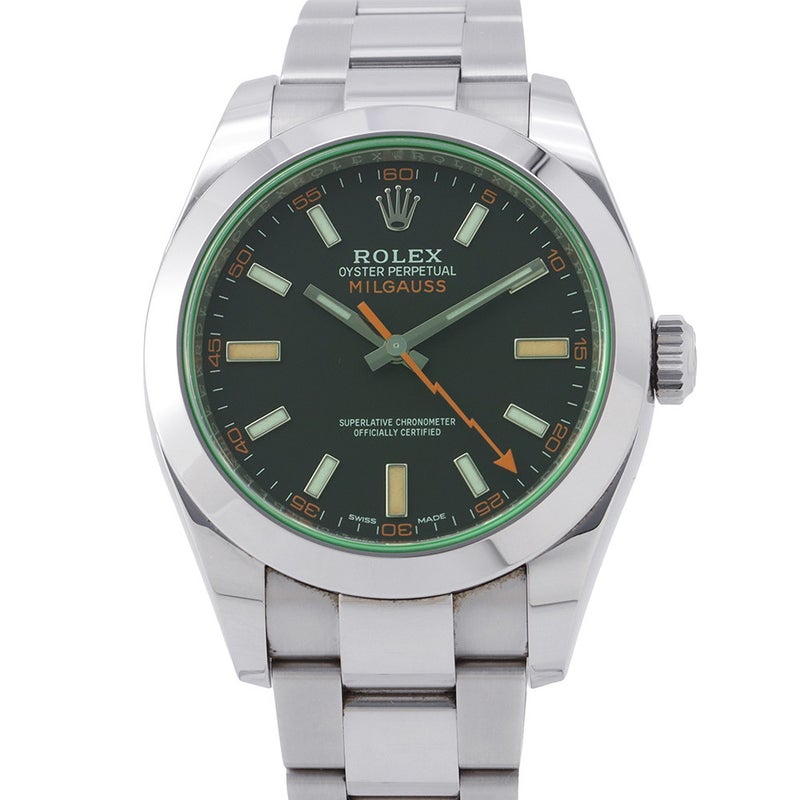 ロレックス ミルガウス グリーンガラス ランダムシリアル ルーレット 116400GV ROLEX 腕時計 黒文字盤