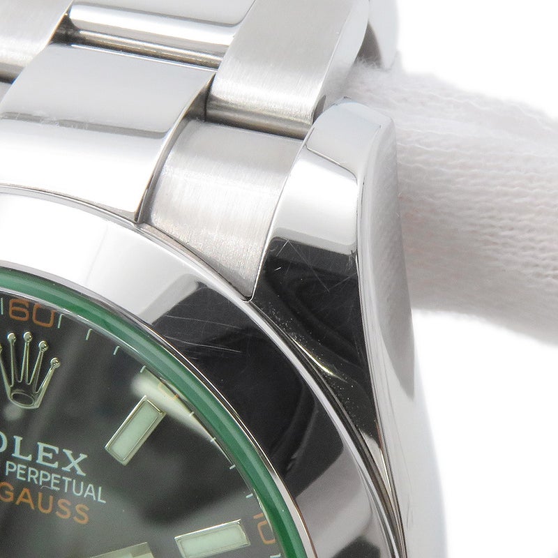 ロレックス ミルガウス グリーンガラス ランダムシリアル ルーレット 116400GV ROLEX 腕時計 黒文字盤