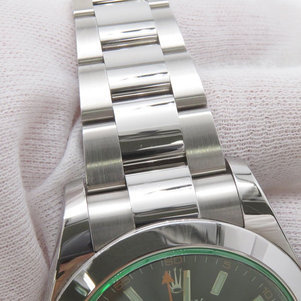 ロレックス ミルガウス グリーンガラス ランダムシリアル ルーレット 116400GV ROLEX 腕時計 黒文字盤