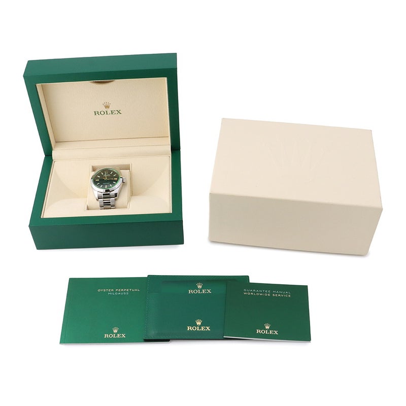 ロレックス ミルガウス グリーンガラス ランダムシリアル ルーレット 116400GV ROLEX 腕時計 黒文字盤