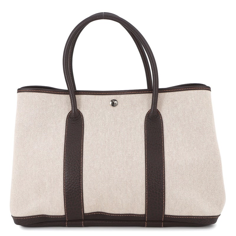 エルメス トートバッグ ガーデンパーティPM ナチュラル/マロン/シルバー金具 トワルアッシュ/ブッフルスキッパー □I刻印