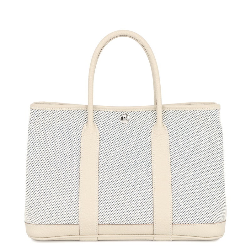 エルメス トートバッグ ガーデンパーティTPM クレ/エクリュ/ブルードプリュス/シルバー金具 トワルアッシュ/カントリー C刻印