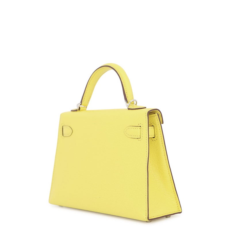 エルメス ミニケリー2 外縫い ライム/シルバー金具 シェブルミゾル U刻印 HERMES ２wayショルダー
