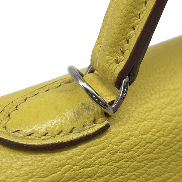 エルメス ミニケリー2 外縫い ライム/シルバー金具 シェブルミゾル U刻印 HERMES ２wayショルダー