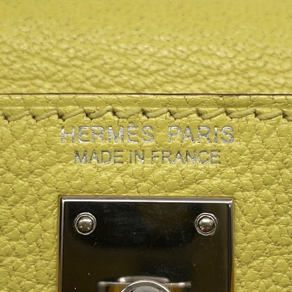 エルメス ミニケリー2 外縫い ライム/シルバー金具 シェブルミゾル U刻印 HERMES ２wayショルダー