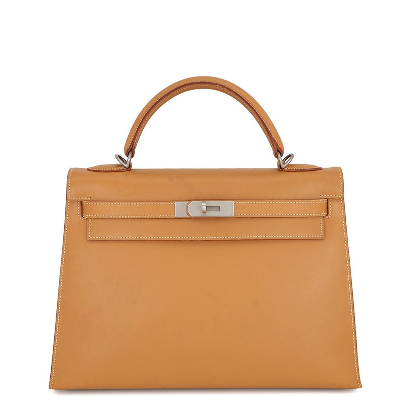 エルメス ハンドバッグ ケリー32 外縫い ナチュラル/シルバー金具 ヴォーシャモニー □D刻印 ２wayショルダー