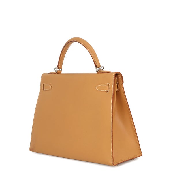 エルメス ハンドバッグ ケリー32 外縫い ナチュラル/シルバー金具 ヴォーシャモニー □D刻印 ２wayショルダー