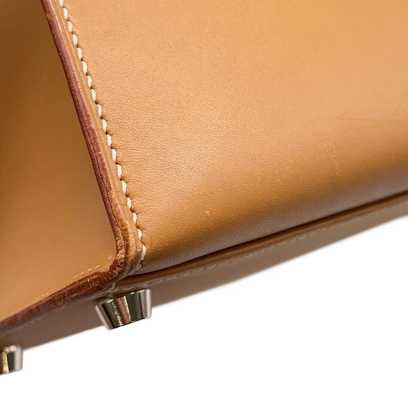 エルメス ハンドバッグ ケリー32 外縫い ナチュラル/シルバー金具 ヴォーシャモニー □D刻印 ２wayショルダー