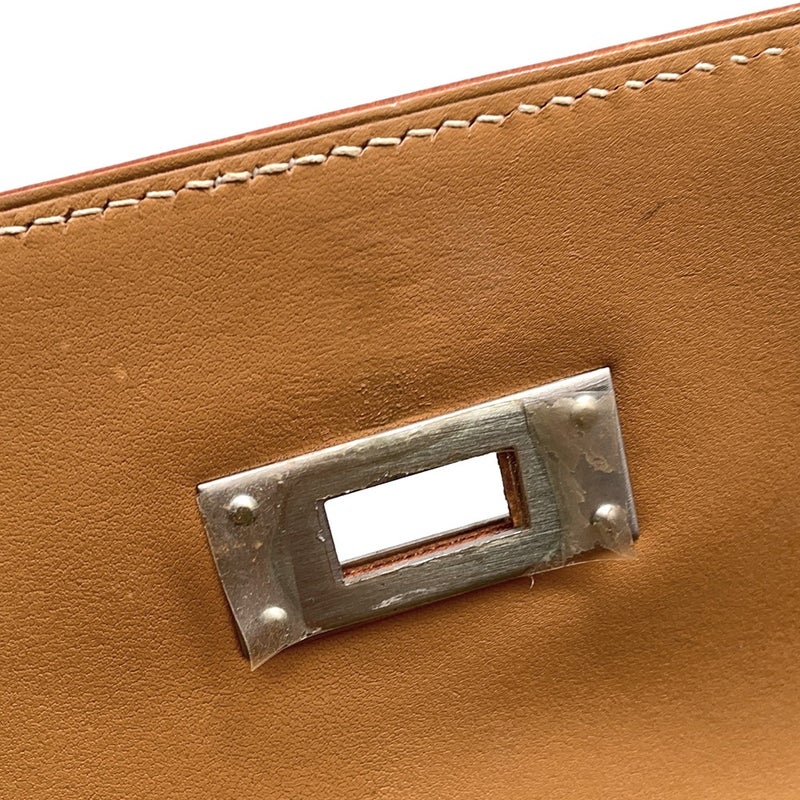 エルメス ハンドバッグ ケリー32 外縫い ナチュラル/シルバー金具 ヴォーシャモニー □D刻印 ２wayショルダー