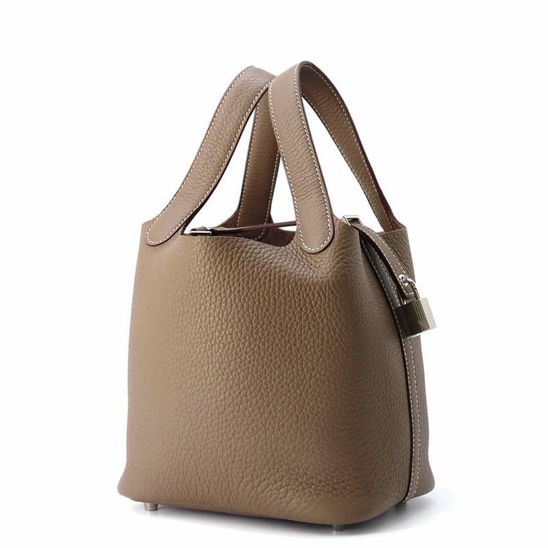 エルメス ハンドバッグ ピコタンロックPM エトゥープ/シルバー金具 トリヨクレマンス W刻印