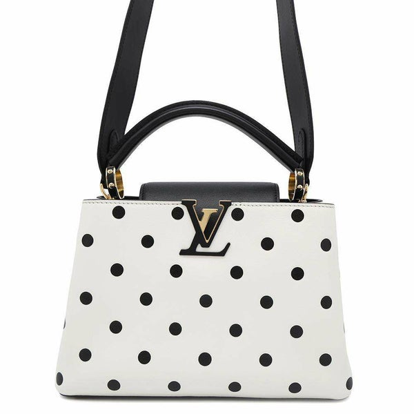 ルイヴィトン ハンドバッグ カーフレザー カプシーヌBB M20373 LOUIS VUITTON 2way 白 黒 ブラック ドット