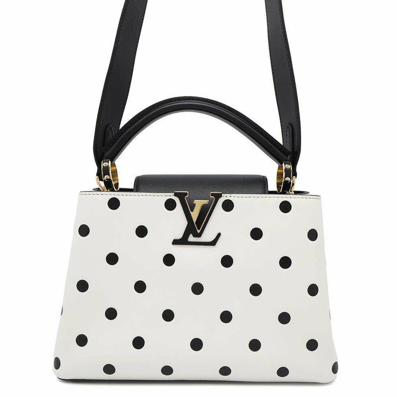 ルイヴィトン ハンドバッグ カーフレザー カプシーヌBB M20373 LOUIS VUITTON 2way 白 黒 ブラック ドット