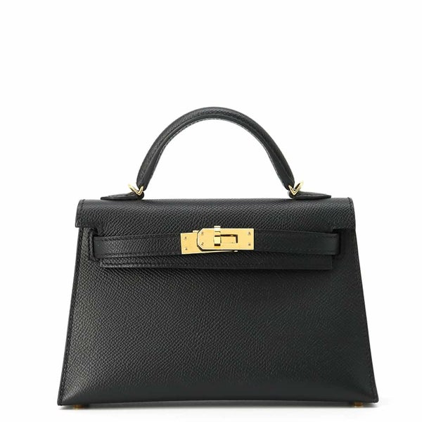 エルメス ハンドバッグ ミニケリードゥ 外縫い ブラック/ゴールド金具 エプソン U刻印 2wayショルダー 黒