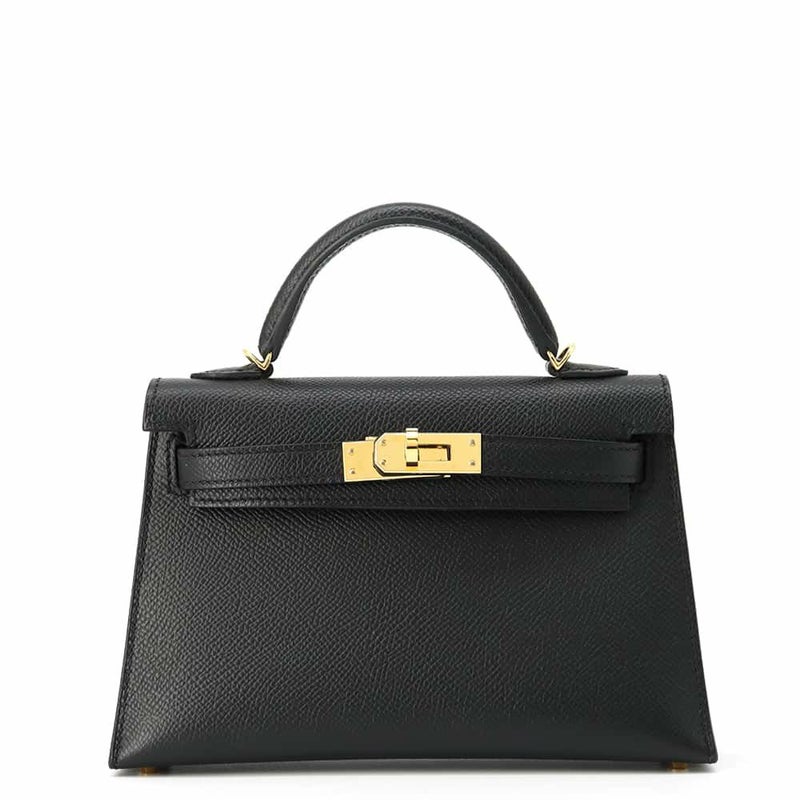 エルメス ハンドバッグ ミニケリードゥ 外縫い ブラック/ゴールド金具 エプソン U刻印 2wayショルダー 黒