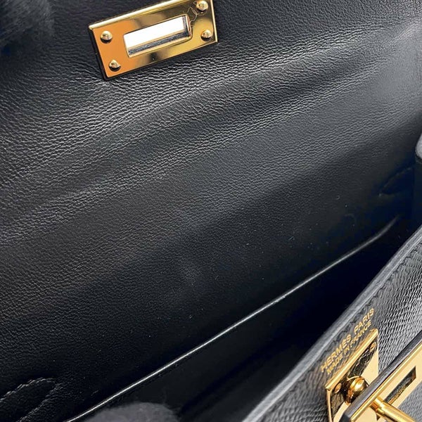 エルメス ハンドバッグ ミニケリードゥ 外縫い ブラック/ゴールド金具 エプソン U刻印 2wayショルダー 黒