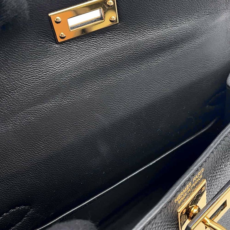 エルメス ハンドバッグ ミニケリードゥ 外縫い ブラック/ゴールド金具 エプソン U刻印 2wayショルダー 黒