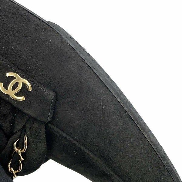 シャネル ローファー ココマーク チェーン スエード レディースサイズ37C G32955 CHANEL 靴 黒