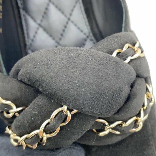 シャネル ローファー ココマーク チェーン スエード レディースサイズ37C G32955 CHANEL 靴 黒