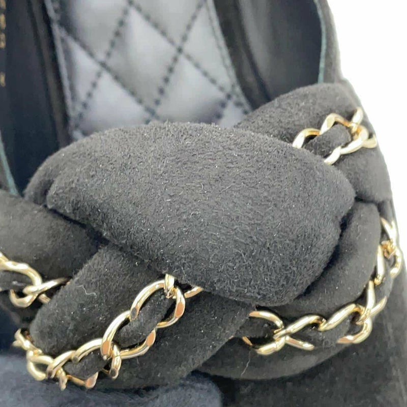 シャネル ローファー ココマーク チェーン スエード レディースサイズ37C G32955 CHANEL 靴 黒