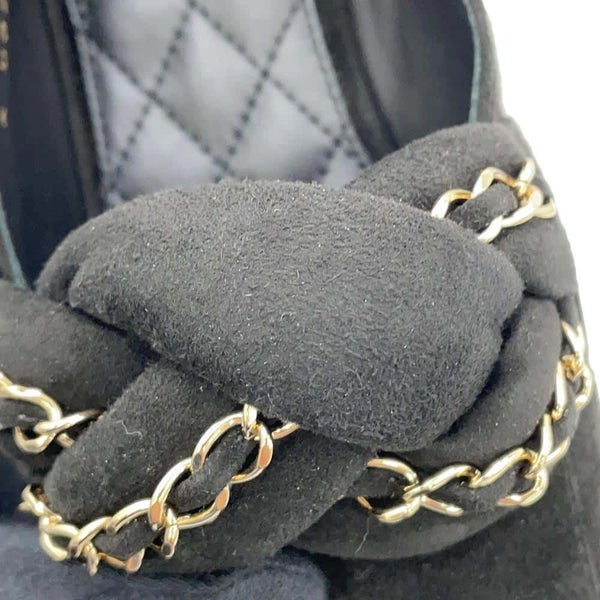 シャネル ローファー ココマーク チェーン スエード レディースサイズ37C G32955 CHANEL 靴 黒