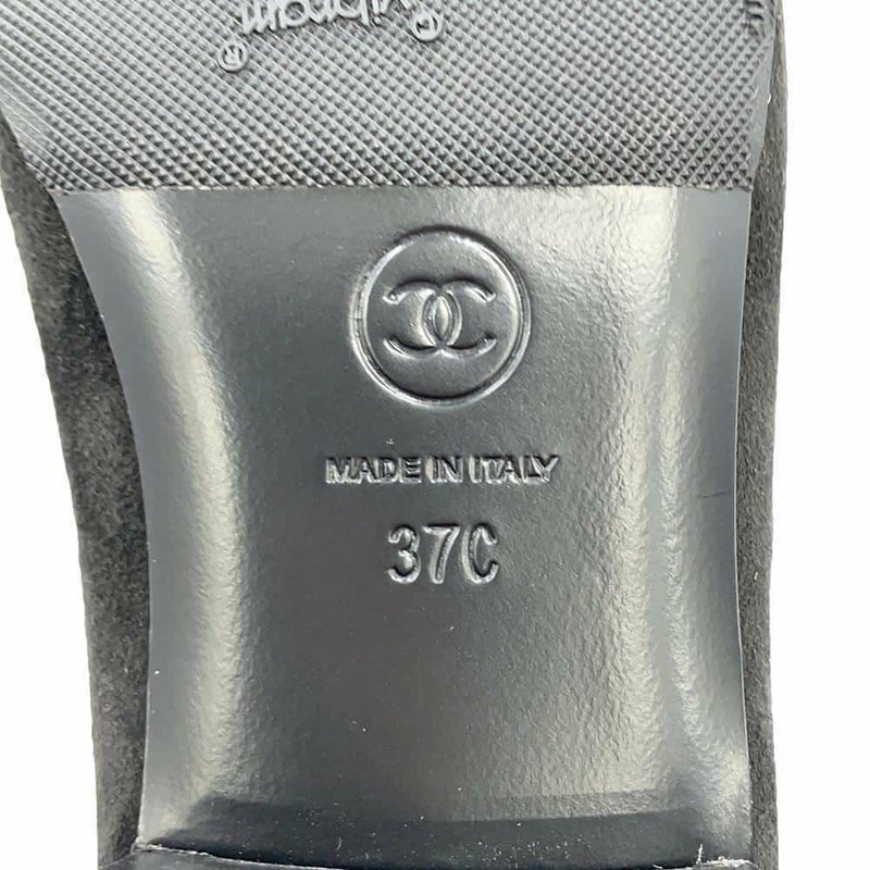 シャネル ローファー ココマーク チェーン スエード レディースサイズ37C G32955 CHANEL 靴 黒