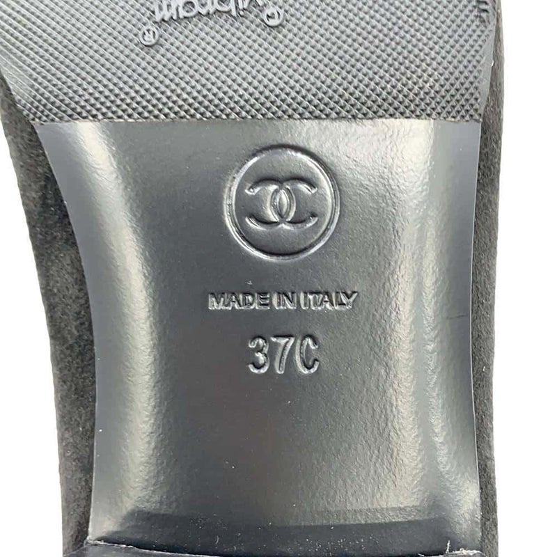 シャネル ローファー ココマーク チェーン スエード レディースサイズ37C G32955 CHANEL 靴 黒