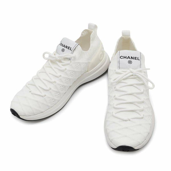 シャネル スニーカー ココマーク ニット レディースサイズ37 CHANEL 靴 白