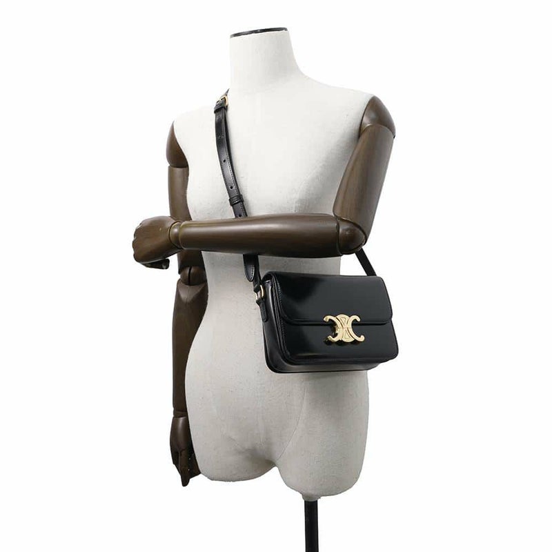 セリーヌ ショルダーバッグ ティーン トリオンフ シャイニーカーフレザー 188423 CELINE 黒