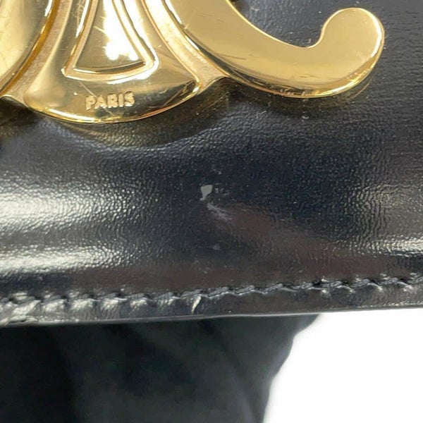 セリーヌ ショルダーバッグ ティーン トリオンフ シャイニーカーフレザー 188423 CELINE 黒