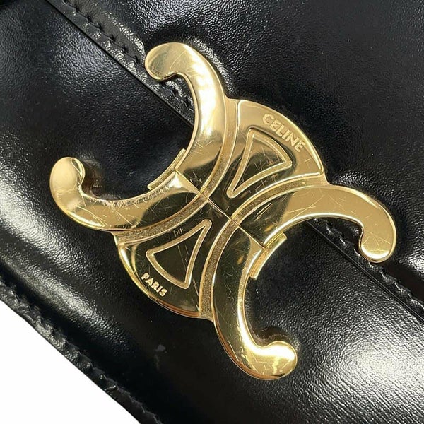 セリーヌ ショルダーバッグ ティーン トリオンフ シャイニーカーフレザー 188423 CELINE 黒