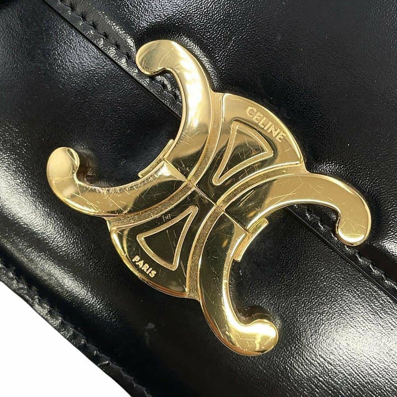 セリーヌ ショルダーバッグ ティーン トリオンフ シャイニーカーフレザー 188423 CELINE 黒