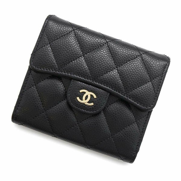 シャネル 三つ折り財布 クラシック スモール フラップ ウォレット キャビアスキン AP0231 CHANEL 黒