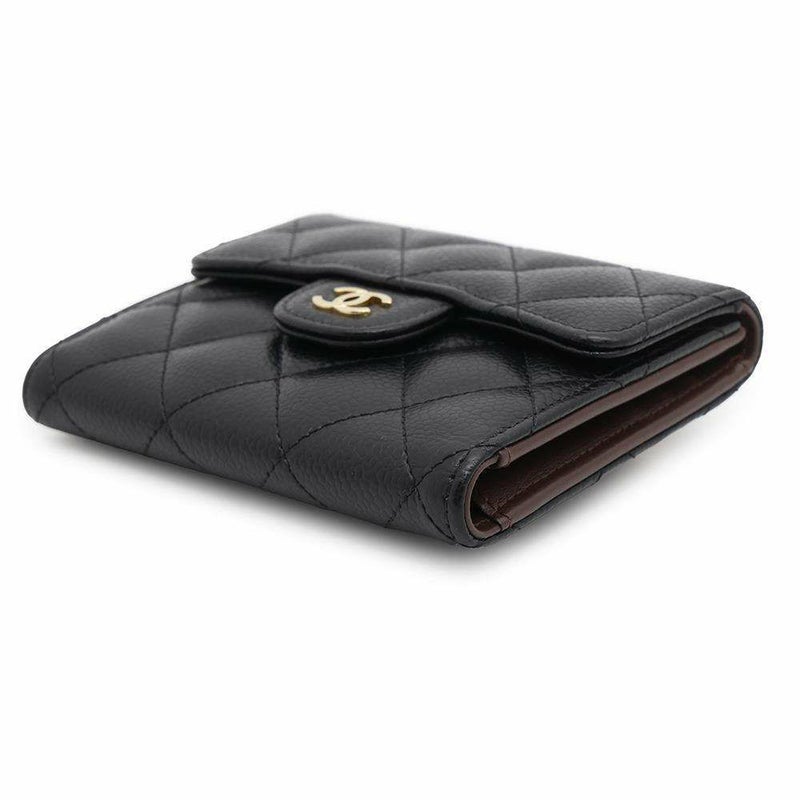 シャネル 三つ折り財布 クラシック スモール フラップ ウォレット キャビアスキン AP0231 CHANEL 黒