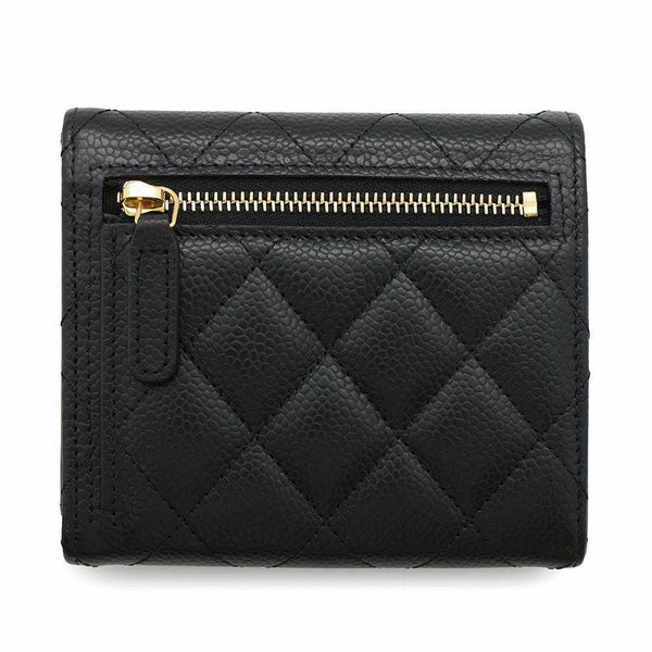 シャネル 三つ折り財布 クラシック スモール フラップ ウォレット キャビアスキン AP0231 CHANEL 黒