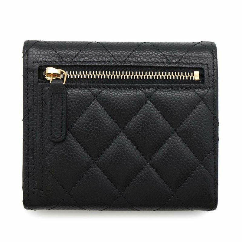 シャネル 三つ折り財布 クラシック スモール フラップ ウォレット キャビアスキン AP0231 CHANEL 黒