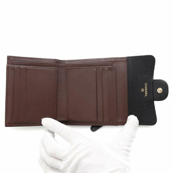 シャネル 三つ折り財布 クラシック スモール フラップ ウォレット キャビアスキン AP0231 CHANEL 黒
