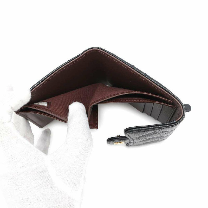 シャネル 三つ折り財布 クラシック スモール フラップ ウォレット キャビアスキン AP0231 CHANEL 黒