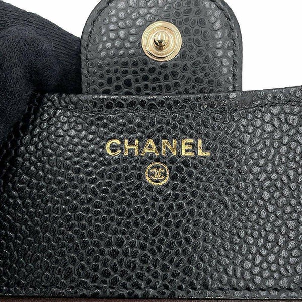 シャネル 三つ折り財布 クラシック スモール フラップ ウォレット キャビアスキン AP0231 CHANEL 黒