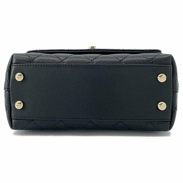 シャネル ハンドバッグ ココマーク マトラッセ トップハンドル ミニ フラップ キャビアスキン AS2215 CHANEL 2way 黒